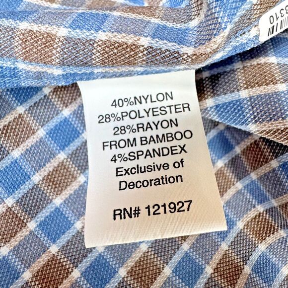 Johnnie-O Prep-Formance Stretch Shirt Mens Large Blue Plaid Performance Casual - Picture 12 of 15